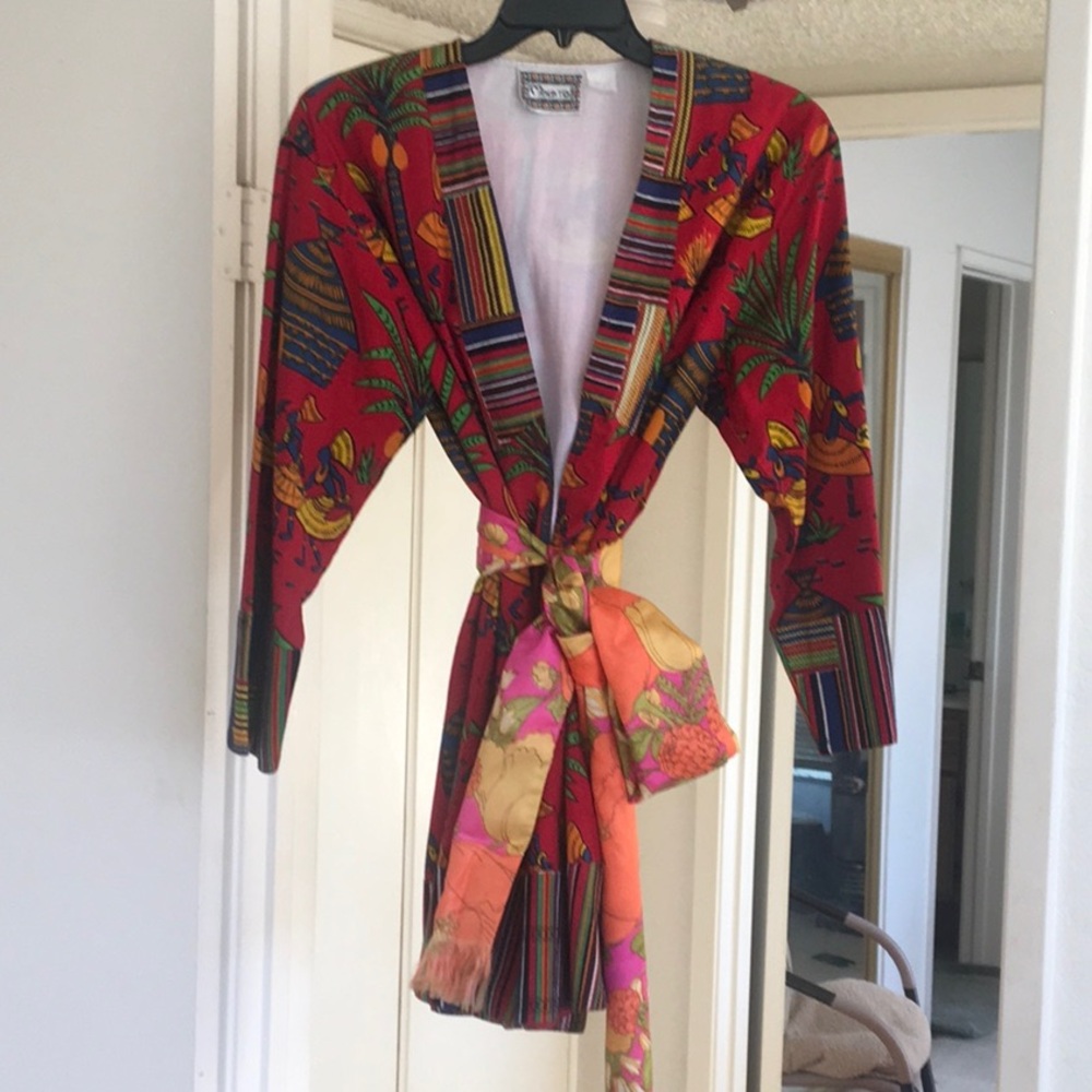 MOLATO/VINTAGE-RED & YELLOW AFRiCAN TRIBAL PRINT MIDI JACKET/NEW